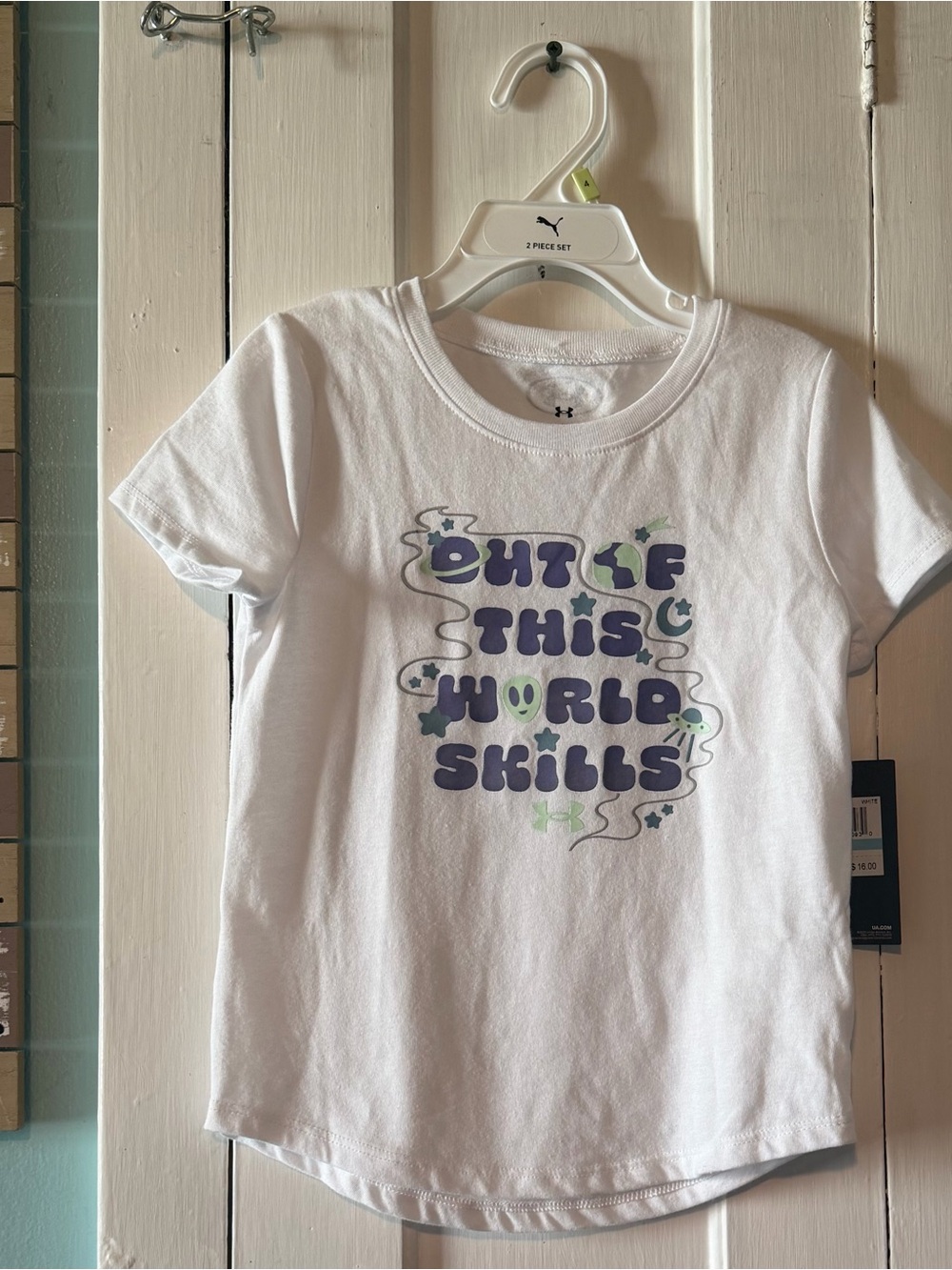Under Armour Kids' White 'Out of This World Skills' Graphic Tee Size: 5